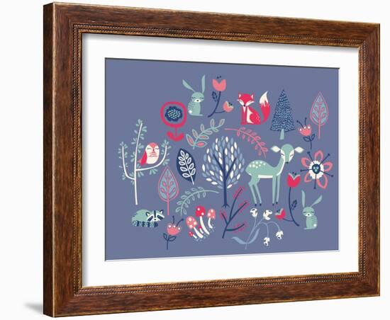 Winter Forest Friends-null-Framed Giclee Print