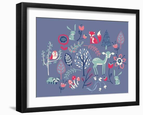 Winter Forest Friends-null-Framed Giclee Print