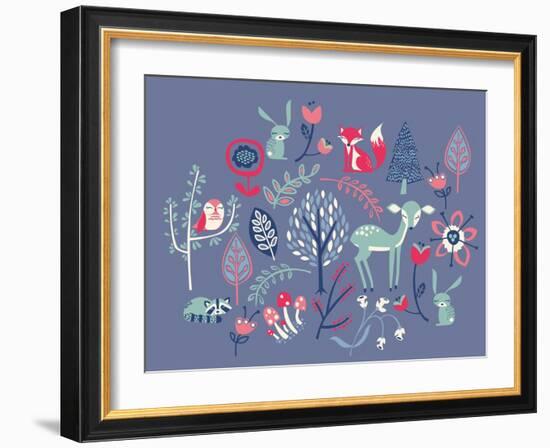 Winter Forest Friends-null-Framed Giclee Print