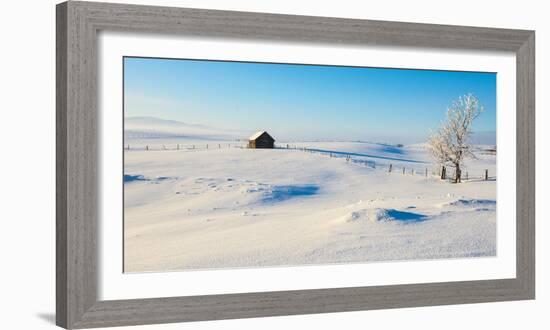 Winter frost covers a ranch in the interior of British Columbia-Richard Wright-Framed Photographic Print
