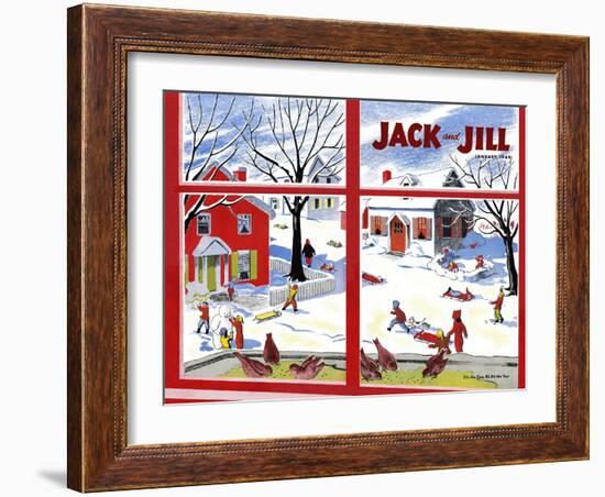 Winter Fun - Jack and Jill, January 1949-Janet Smalley-Framed Giclee Print