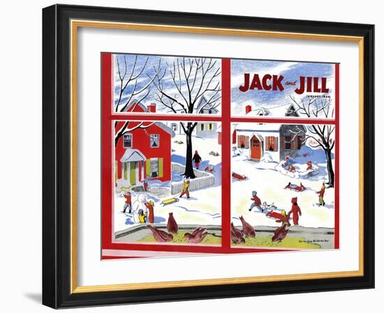 Winter Fun - Jack and Jill, January 1949-Janet Smalley-Framed Giclee Print