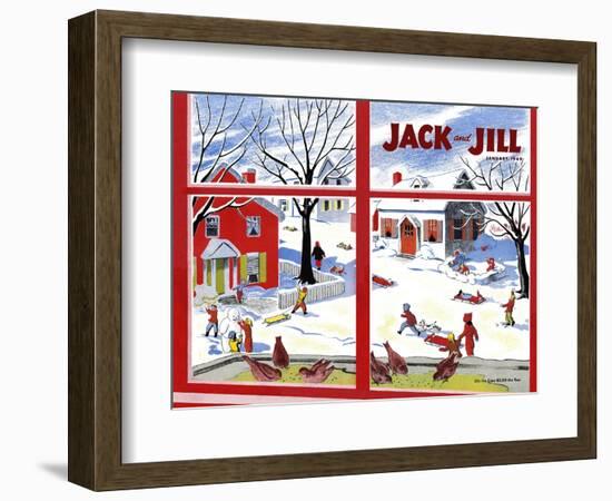 Winter Fun - Jack and Jill, January 1949-Janet Smalley-Framed Giclee Print