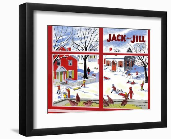 Winter Fun - Jack and Jill, January 1949-Janet Smalley-Framed Giclee Print