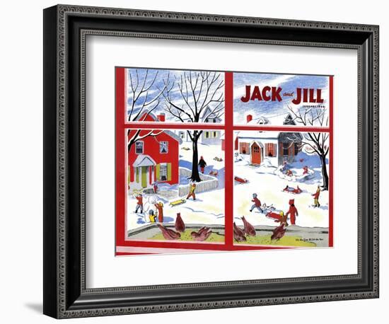 Winter Fun - Jack and Jill, January 1949-Janet Smalley-Framed Giclee Print