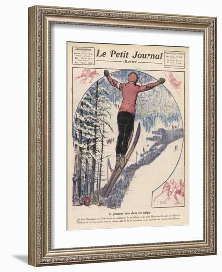 Winter Games at Chamonix: Ski Jumping Ice Hockey and Skating-Andre Galland-Framed Art Print