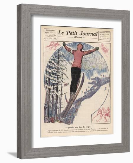 Winter Games at Chamonix: Ski Jumping Ice Hockey and Skating-Andre Galland-Framed Art Print