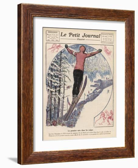 Winter Games at Chamonix: Ski Jumping Ice Hockey and Skating-Andre Galland-Framed Art Print