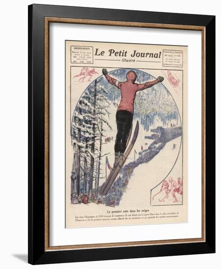 Winter Games at Chamonix: Ski Jumping Ice Hockey and Skating-Andre Galland-Framed Art Print