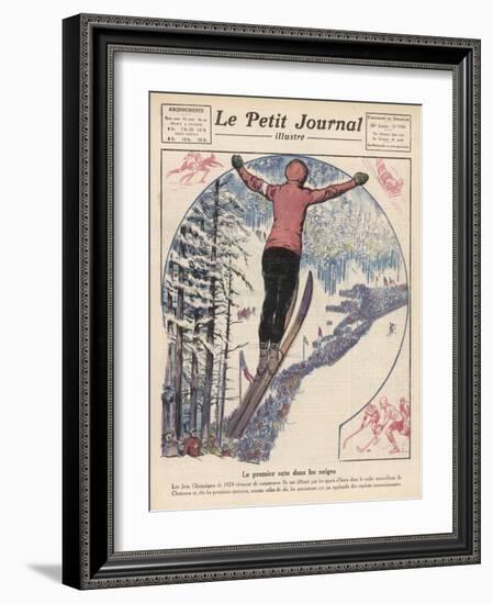 Winter Games at Chamonix: Ski Jumping Ice Hockey and Skating-Andre Galland-Framed Art Print