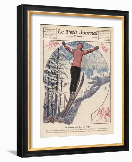 Winter Games at Chamonix: Ski Jumping Ice Hockey and Skating-Andre Galland-Framed Art Print