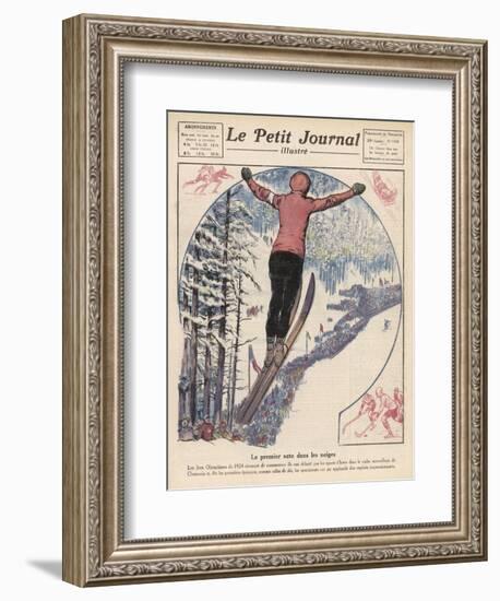 Winter Games at Chamonix: Ski Jumping Ice Hockey and Skating-Andre Galland-Framed Premium Giclee Print