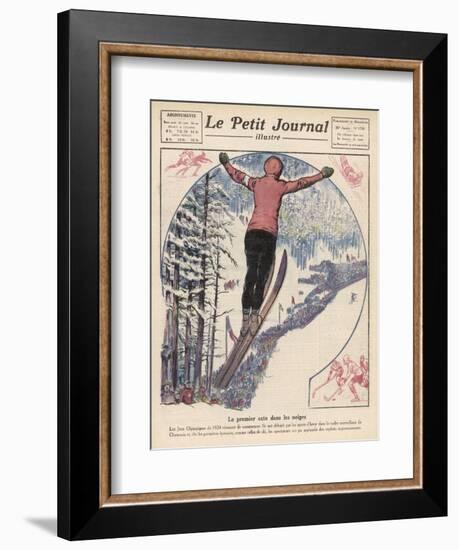 Winter Games at Chamonix: Ski Jumping Ice Hockey and Skating-Andre Galland-Framed Premium Giclee Print