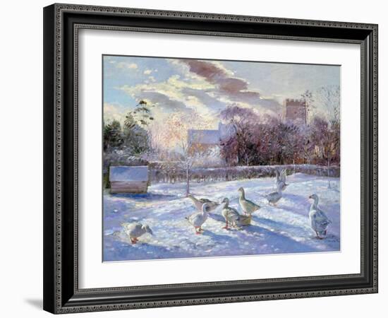 Winter Geese in Church Meadow-Timothy Easton-Framed Giclee Print