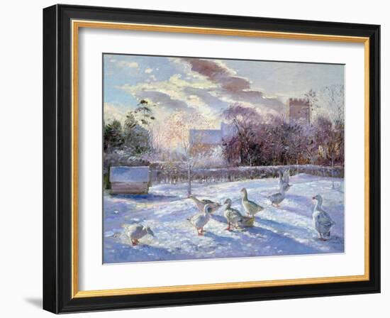 Winter Geese in Church Meadow-Timothy Easton-Framed Giclee Print