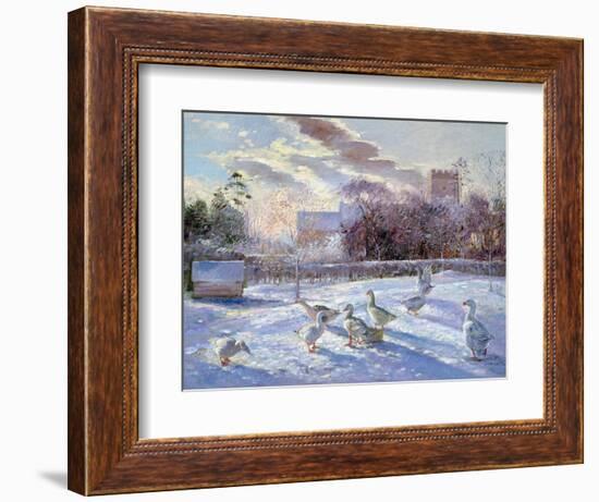 Winter Geese in Church Meadow-Timothy Easton-Framed Giclee Print