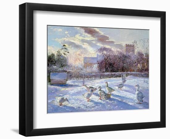 Winter Geese in Church Meadow-Timothy Easton-Framed Giclee Print