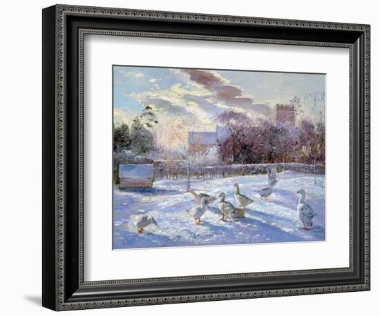 Winter Geese in Church Meadow-Timothy Easton-Framed Giclee Print