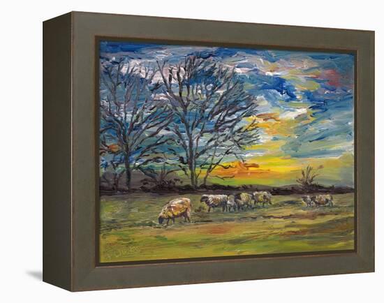 Winter Grazing, 2008, (Oil on Canvas)-Helen White-Framed Premier Image Canvas