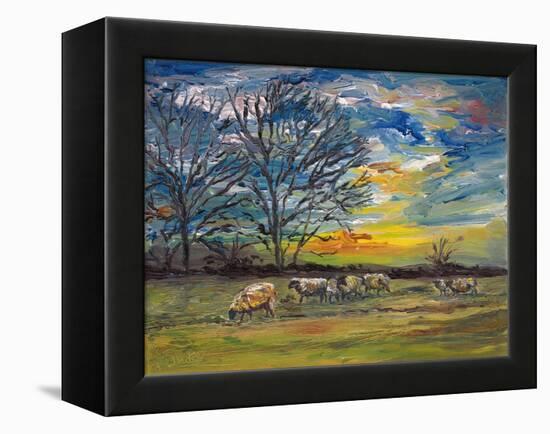 Winter Grazing, 2008, (Oil on Canvas)-Helen White-Framed Premier Image Canvas