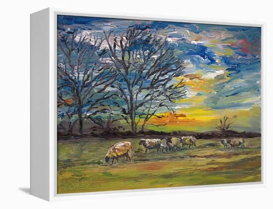 Winter Grazing, 2008, (Oil on Canvas)-Helen White-Framed Premier Image Canvas