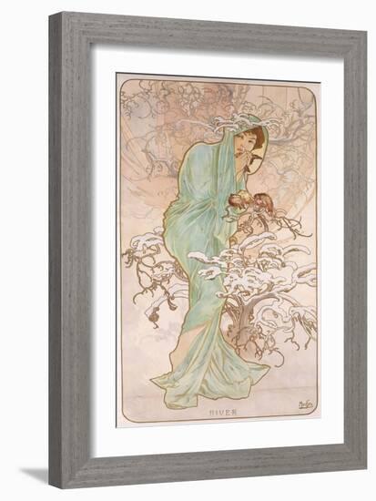 Winter; Hiver, C.1896-Alphonse Mucha-Framed Giclee Print