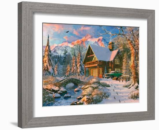 Winter Holiday Cabin-Dominic Davison-Framed Art Print