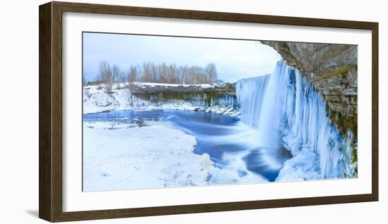 Winter ice covered and snowy waterfall, Estonia, Europe-Mykola Iegorov-Framed Photographic Print