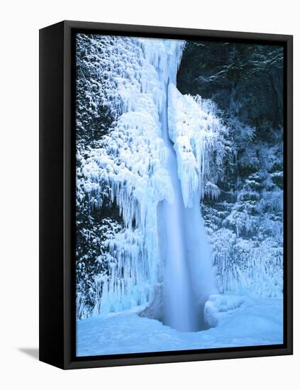 Winter ice hangs on Horsetail Falls, Columbia River Gorge National Scenic Area, Multnomah County...-null-Framed Premier Image Canvas