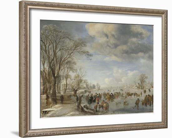 Winter in Holland, Skating Scene, 1645-Aert van der Neer-Framed Giclee Print