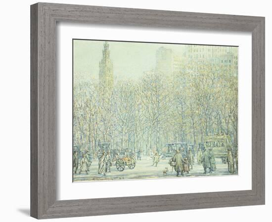 Winter in New York-F. Usher Voll-Framed Giclee Print