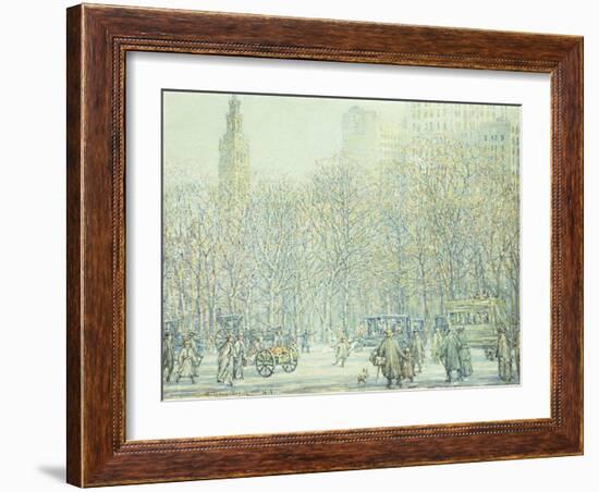 Winter in New York-F. Usher Voll-Framed Giclee Print