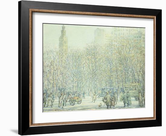 Winter in New York-F. Usher Voll-Framed Giclee Print