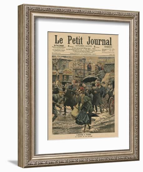 Winter in Paris, Walking in the Mud-French School-Framed Giclee Print