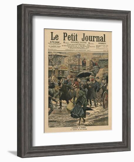 Winter in Paris, Walking in the Mud-French School-Framed Giclee Print