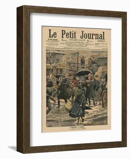 Winter in Paris, Walking in the Mud-French School-Framed Giclee Print