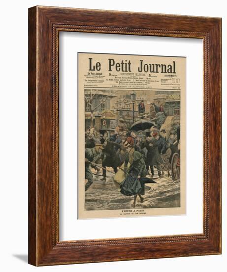 Winter in Paris, Walking in the Mud-French School-Framed Giclee Print