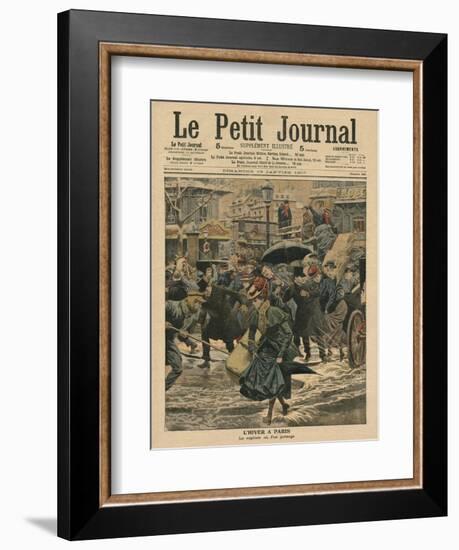 Winter in Paris, Walking in the Mud-French School-Framed Giclee Print