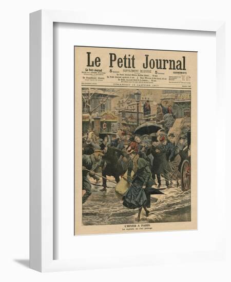 Winter in Paris, Walking in the Mud-French School-Framed Giclee Print