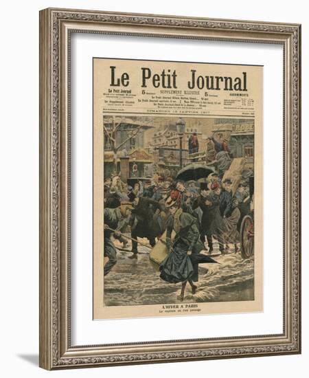 Winter in Paris, Walking in the Mud-French School-Framed Giclee Print