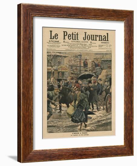 Winter in Paris, Walking in the Mud-French School-Framed Giclee Print