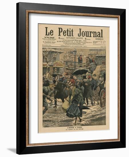 Winter in Paris, Walking in the Mud-French School-Framed Giclee Print