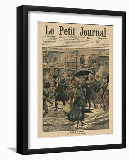 Winter in Paris, Walking in the Mud-French School-Framed Giclee Print