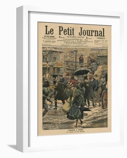 Winter in Paris, Walking in the Mud-French School-Framed Giclee Print