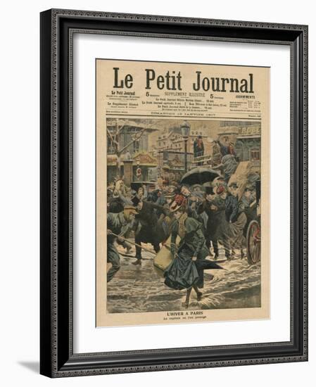 Winter in Paris, Walking in the Mud-French School-Framed Giclee Print