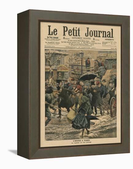 Winter in Paris, Walking in the Mud-French School-Framed Premier Image Canvas