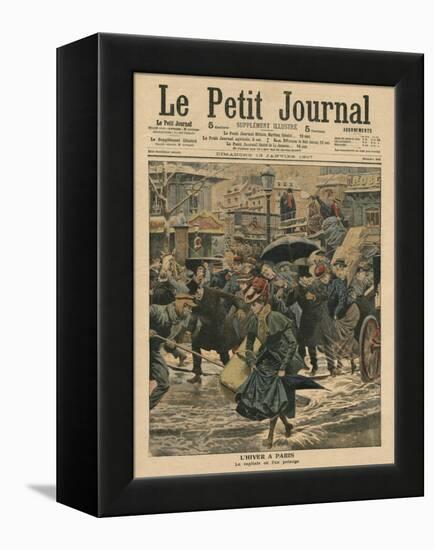 Winter in Paris, Walking in the Mud-French School-Framed Premier Image Canvas