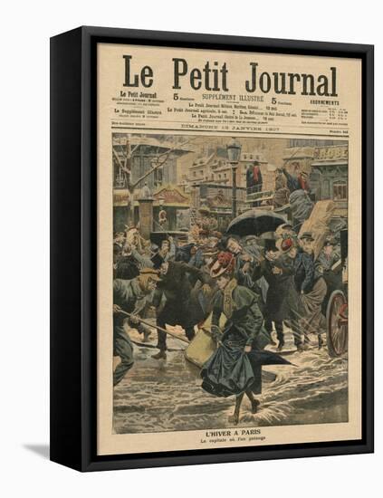 Winter in Paris, Walking in the Mud-French School-Framed Premier Image Canvas