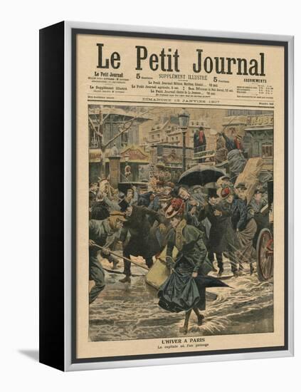 Winter in Paris, Walking in the Mud-French School-Framed Premier Image Canvas