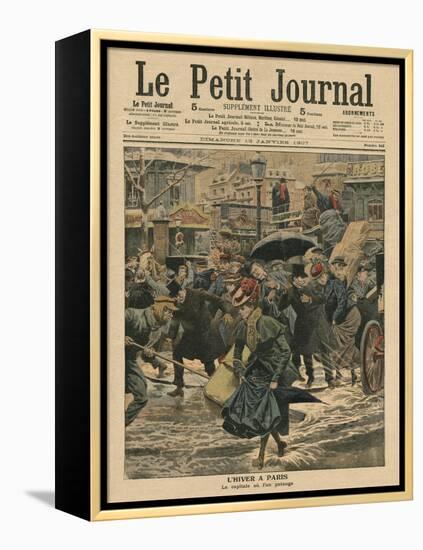 Winter in Paris, Walking in the Mud-French School-Framed Premier Image Canvas